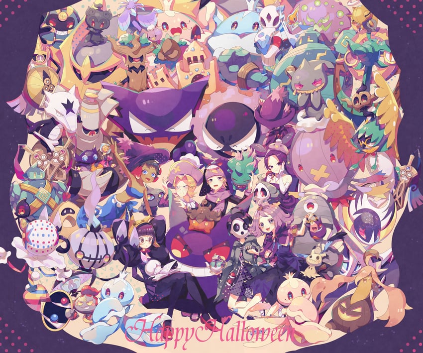 rotom, gengar, mimikyu, litwick, acerola, and 42 more (pokemon and 7 more) drawn by nagatsukiariake