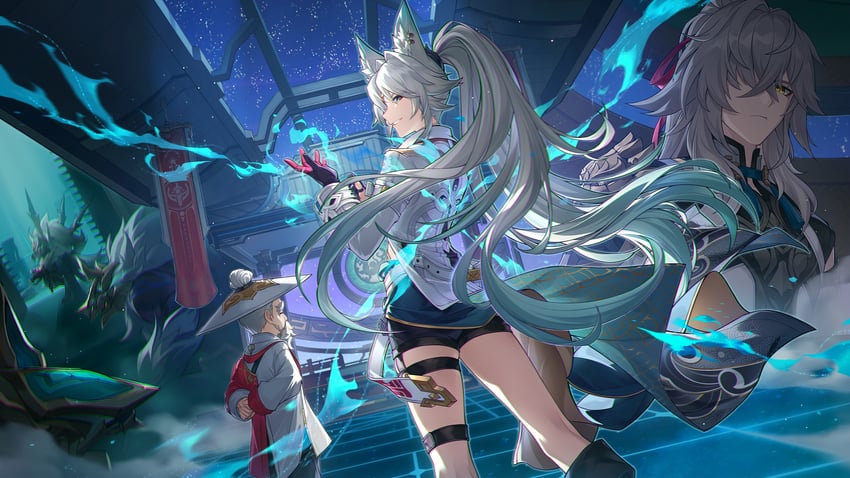 feixiao, jing yuan, hoolay, and huaiyan (honkai and 1 more) drawn by jigboom