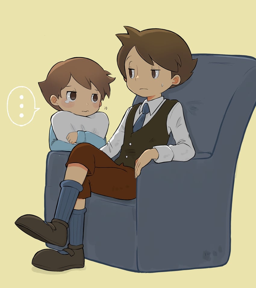 luke triton and future luke (professor layton and 1 more) drawn by kiwami_(kiwamimuneko)