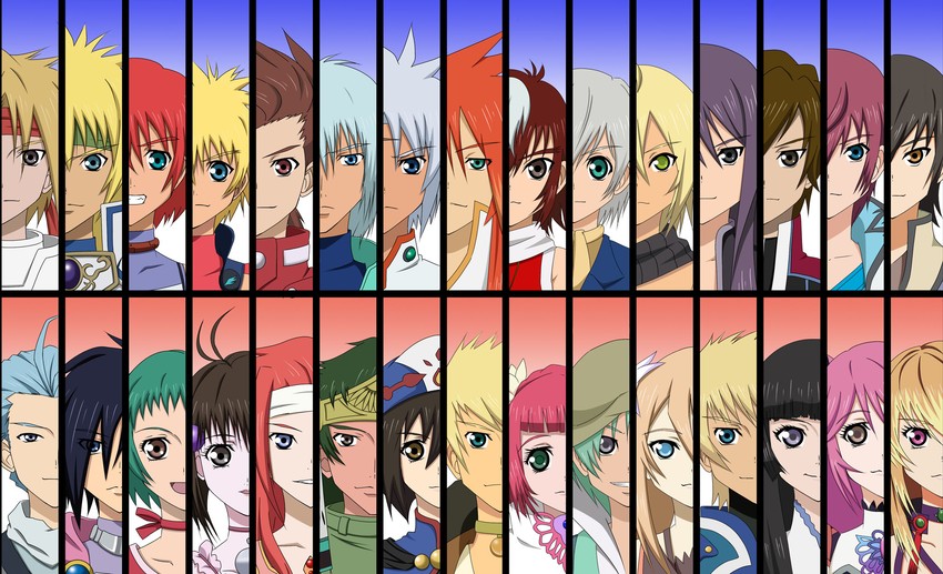 yuri lowell, luke fon fabre, milla maxwell, asbel lhant, cheria barnes, and 25 more (tales of and 16 more) drawn by yui_yuwon