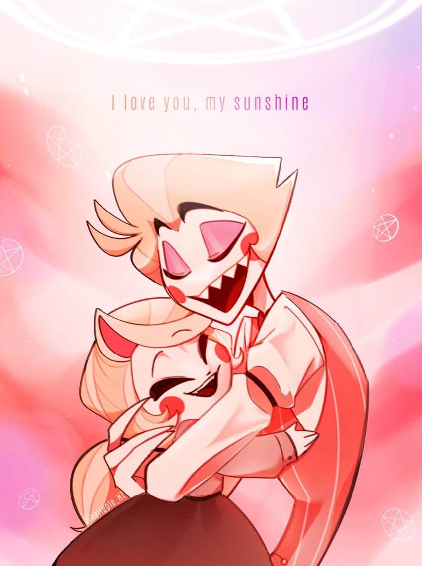 lucifer morningstar and charlie morningstar (hazbin hotel) drawn by hellpple_hz