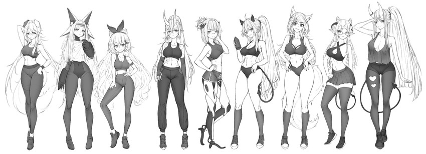 silvervale, vei, akumi, yuniiho, dyarikku, and 4 more (indie virtual youtuber and 1 more) drawn by jin_grey_paladin
