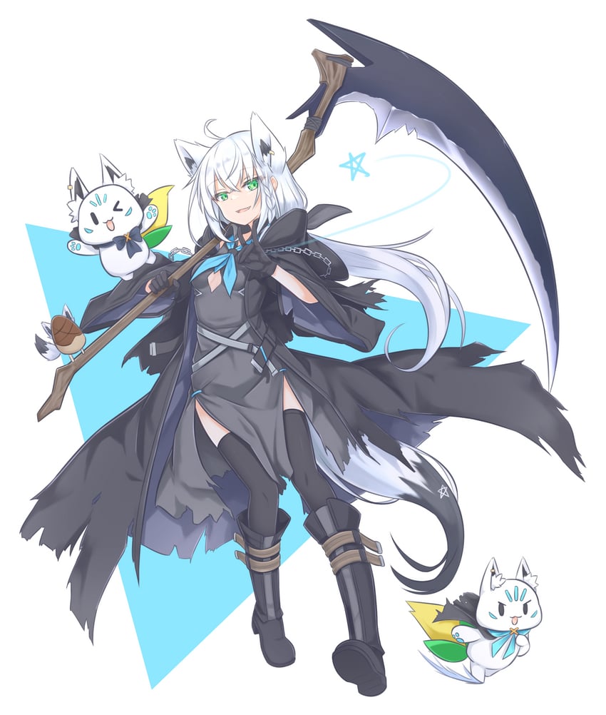 shirakami fubuki, sukonbu, and oruyanke (hololive) drawn by yukishiro_haku