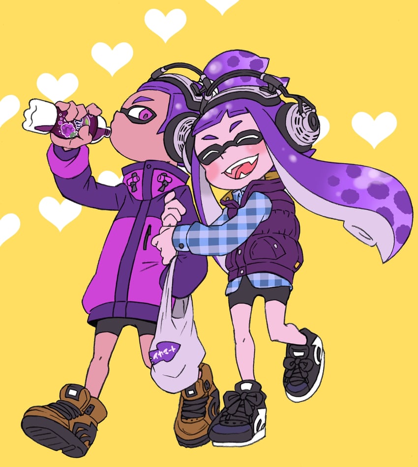 inkling player character, inkling girl, and inkling boy (splatoon and 1 more) drawn by yoshizawa_miyabi