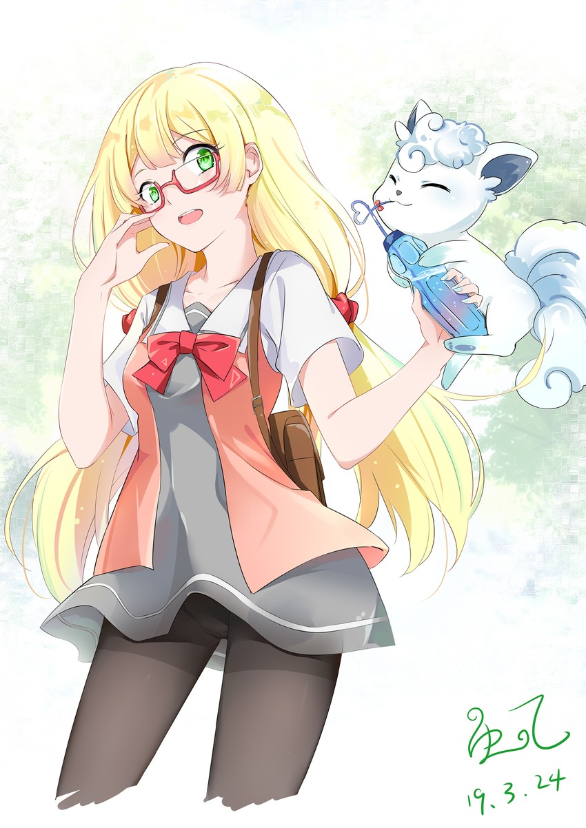 lillie and alolan vulpix (pokemon and 1 more) drawn by nainai