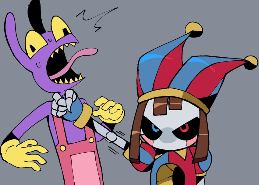 pomni, metal sonic, and jax (sonic and 1 more) drawn by koasku