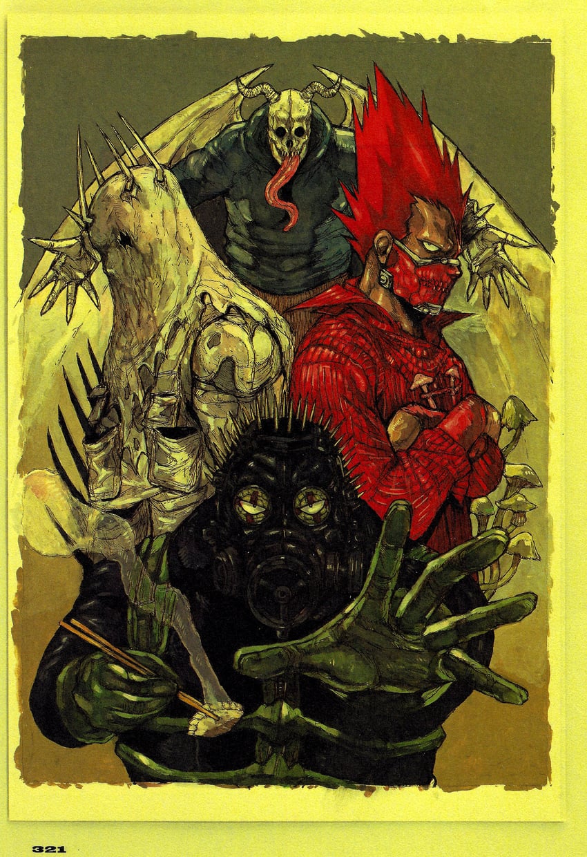 caiman, en, chidaruma, sludge, and hole (dorohedoro) drawn by q._hayashida