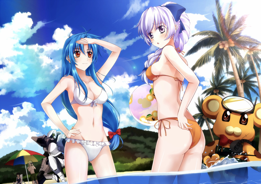 chidori kaname, teletha testarossa, bonta-kun, arx-7 arbalest, melissa mao, and 1 more (full metal panic! and 1 more) drawn by qiuzhi_huiyi