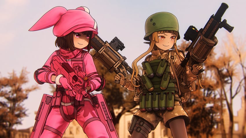 llenn and fukaziroh (sword art online and 1 more) drawn by corp