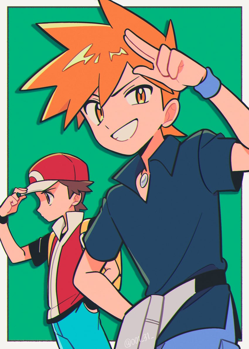 red and blue oak (pokemon and 1 more) drawn by chueog