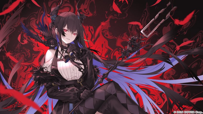 nerissa ravencroft and shadow (hololive and 1 more) drawn by kotarou_(kot_mochi)