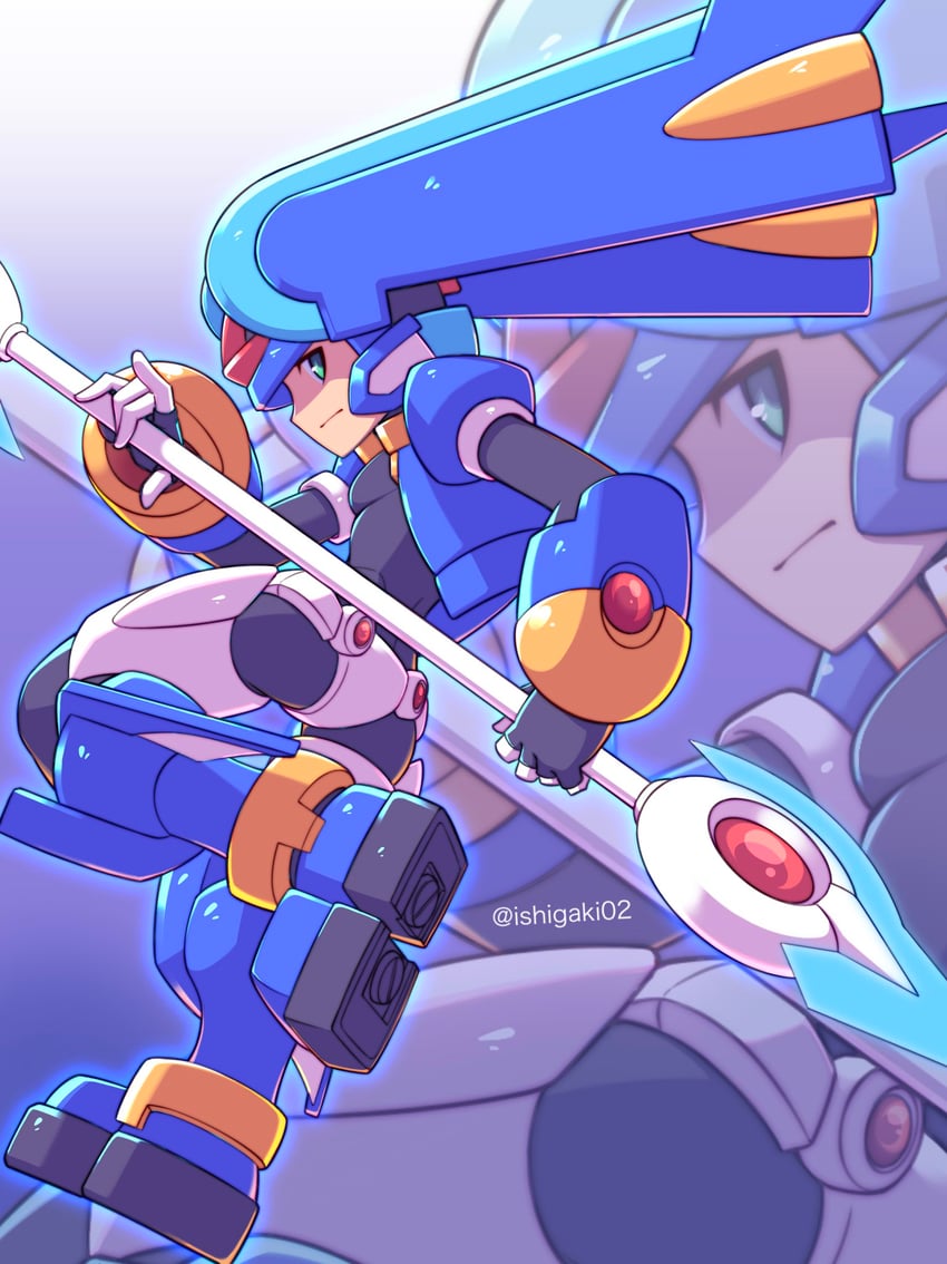 aile and model lx (mega man and 1 more) drawn by ishigaki_(sora_roxas)