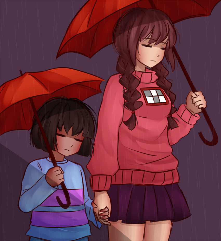 frisk and madotsuki (undertale and 1 more) drawn by ktokei_(kurokku-tokei)