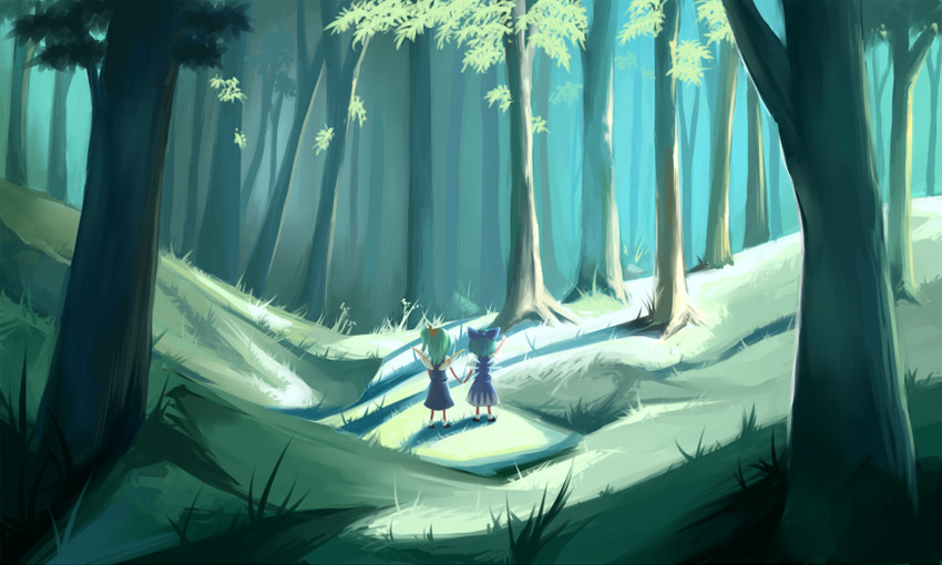 cirno and daiyousei (touhou) drawn by katagi_ren
