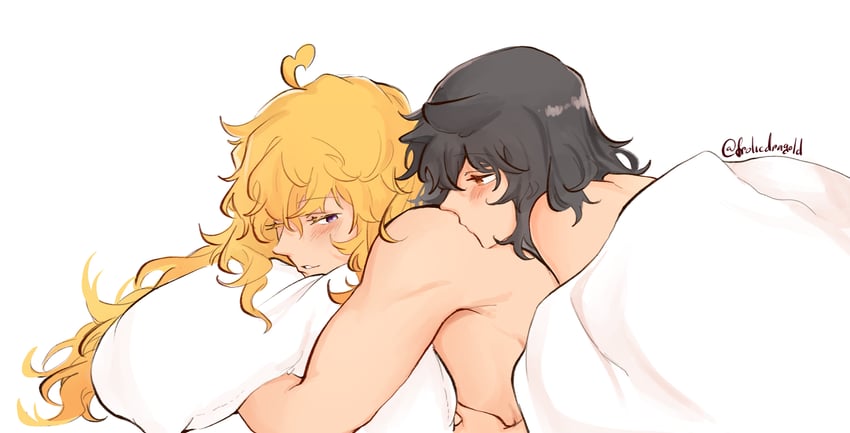 yang xiao long and blake belladonna (rwby) drawn by frolicdragold