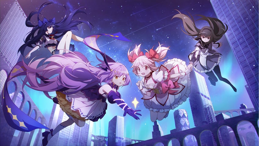 akemi homura, kaname madoka, raiden mei, and sirin (honkai and 2 more) drawn by sylvia_(huajiuhuajiu)