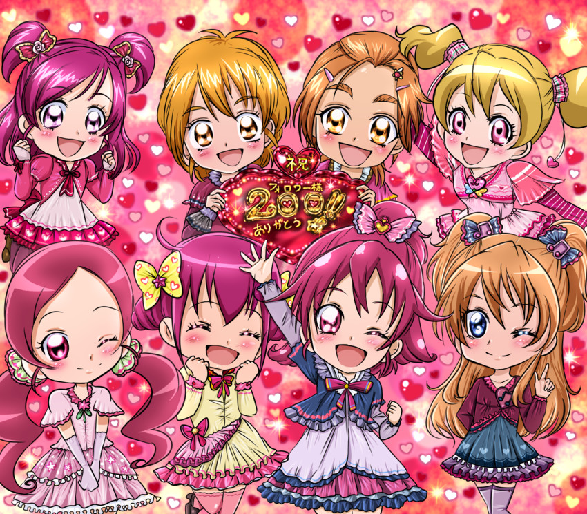 houjou hibiki, aida mana, hoshizora miyuki, misumi nagisa, hanasaki tsubomi, and 3 more (precure and 12 more) drawn by fighiro