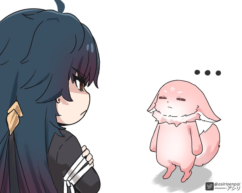 yae miko and blade (genshin impact and 3 more) drawn by asiri_senpai