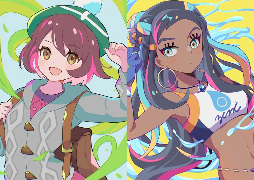 gloria and nessa (pokemon and 1 more) drawn by mizuiro123