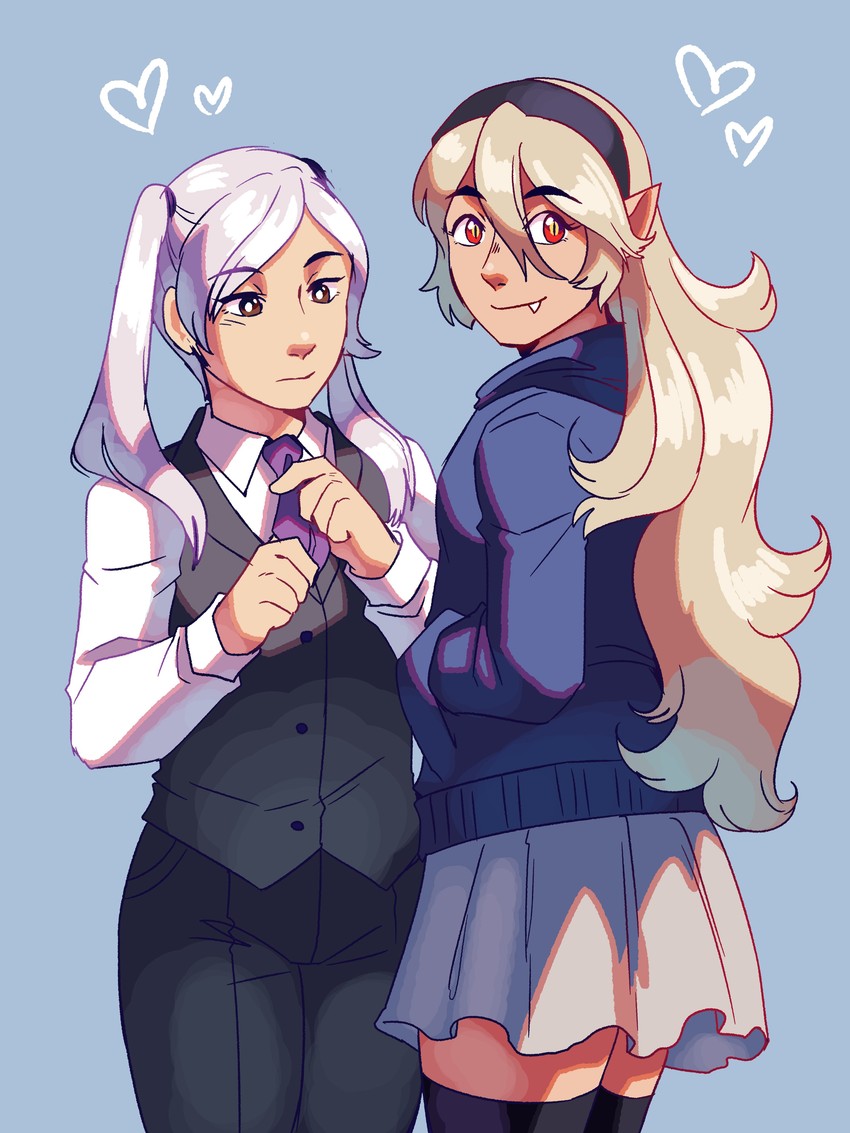 female corrin and female robin (fire emblem and 3 more) drawn by frogbians