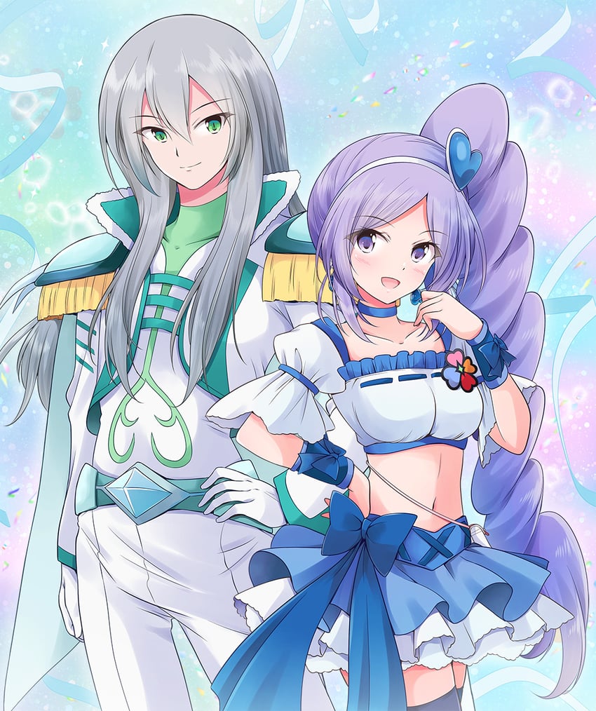 aono miki, cure berry, and souler (precure and 1 more) drawn by shizuna_kaede