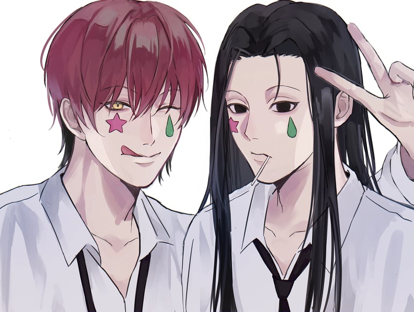 hisoka morow and illumi zoldyck (hunter x hunter) drawn by uno_0a