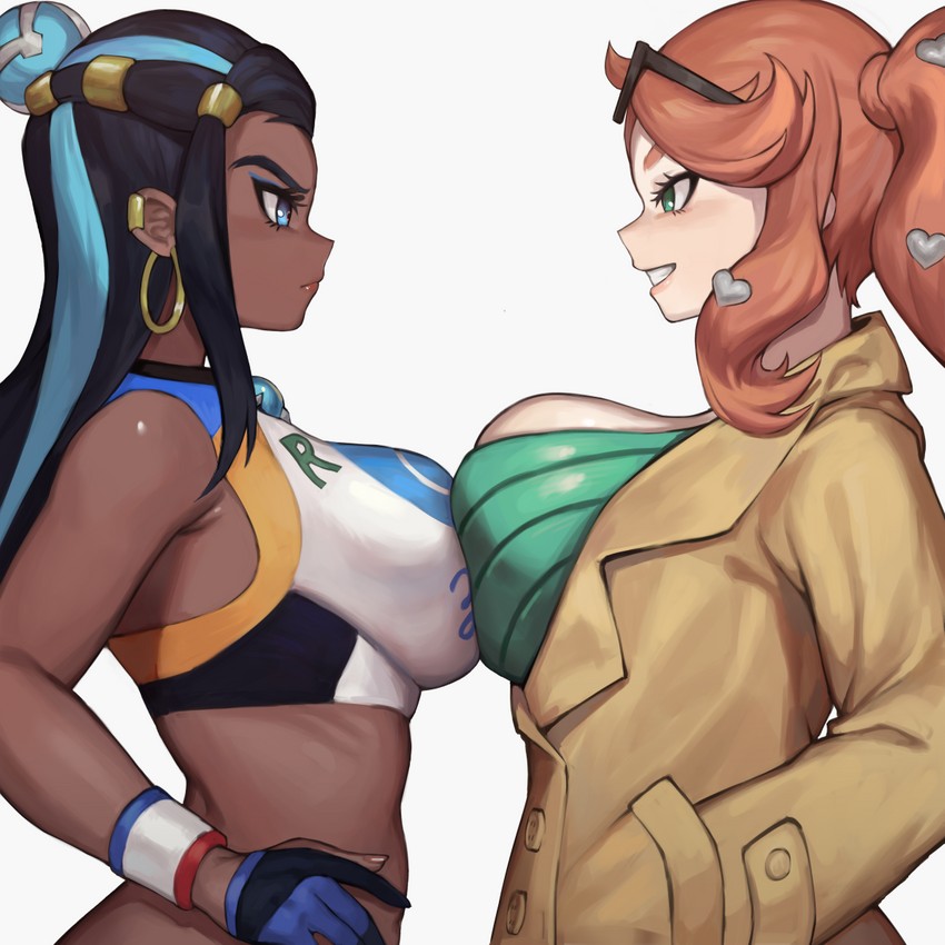 nessa and sonia (pokemon and 1 more) drawn by cinko