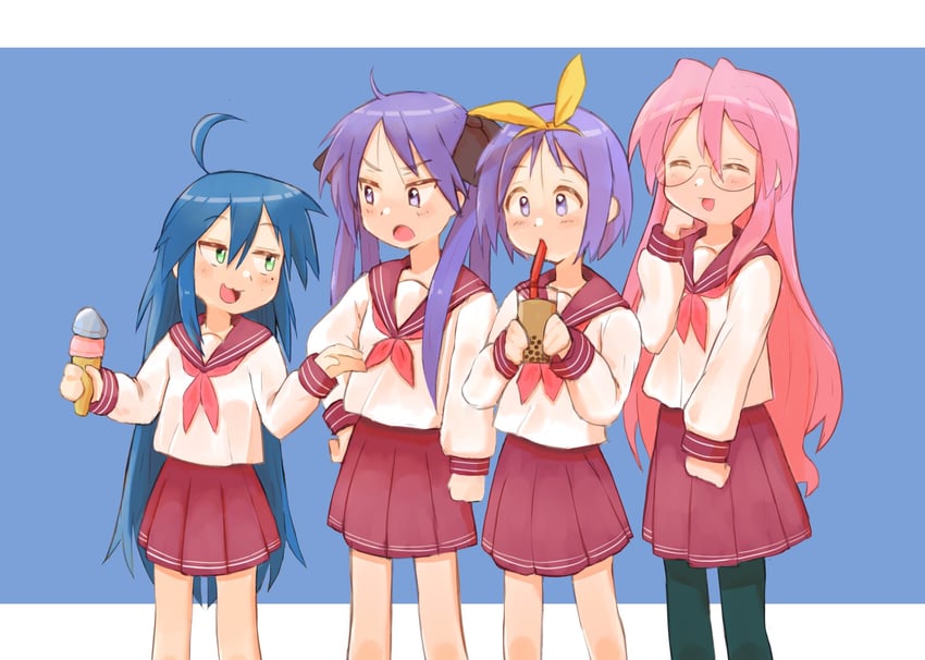 hiiragi kagami, izumi konata, hiiragi tsukasa, and takara miyuki (lucky star) drawn by mirlo2hu