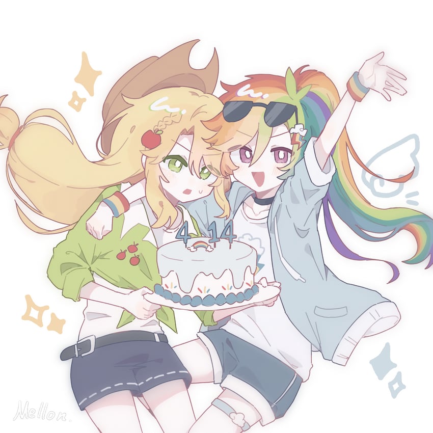 rainbow dash and applejack (my little pony and 1 more) drawn by benyingxinruhuai