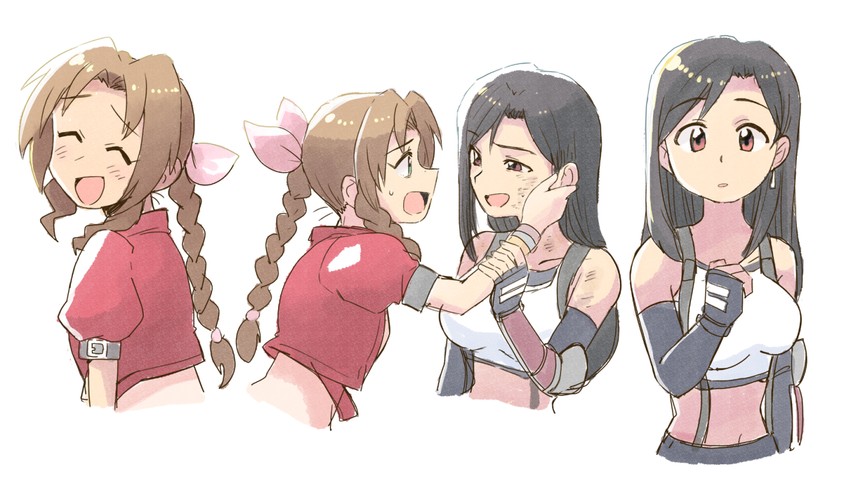tifa lockhart and aerith gainsborough (final fantasy and 1 more) drawn by tsubobot