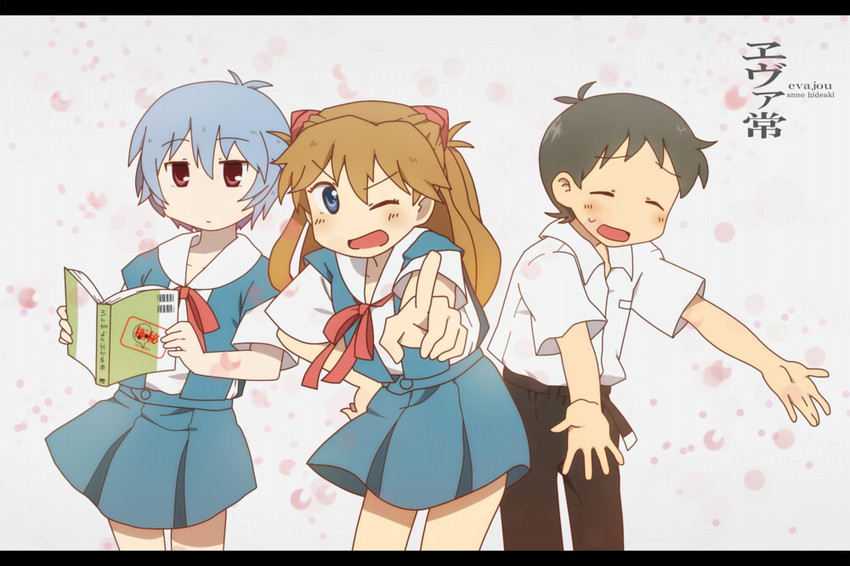 souryuu asuka langley, ayanami rei, and ikari shinji (neon genesis evangelion and 1 more) drawn by midorino328
