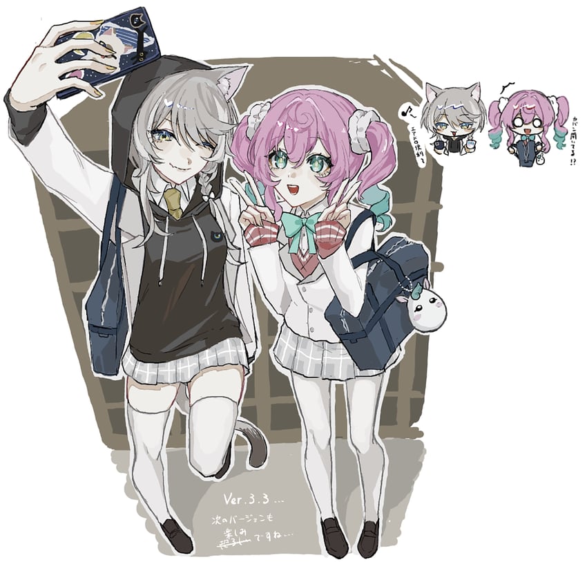 cipher, hyacine, and little ica (honkai and 1 more) drawn by naruse_azusa