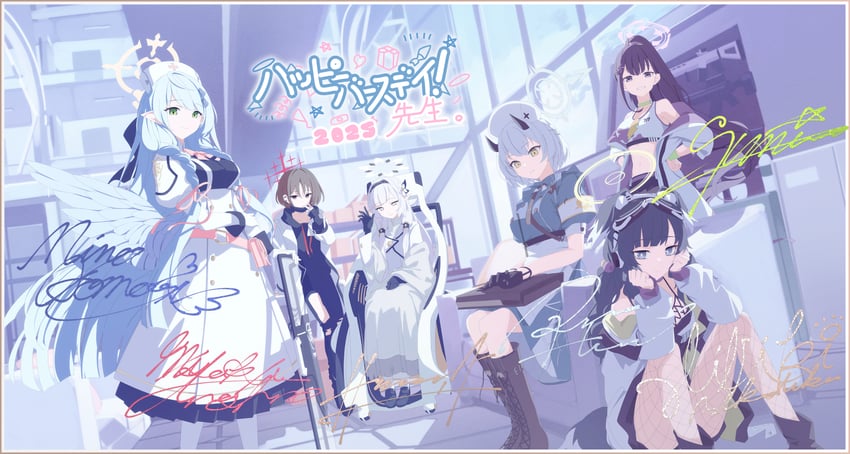 hibiki, himari, misaki, mine, sena, and 1 more (blue archive) drawn by tamagore