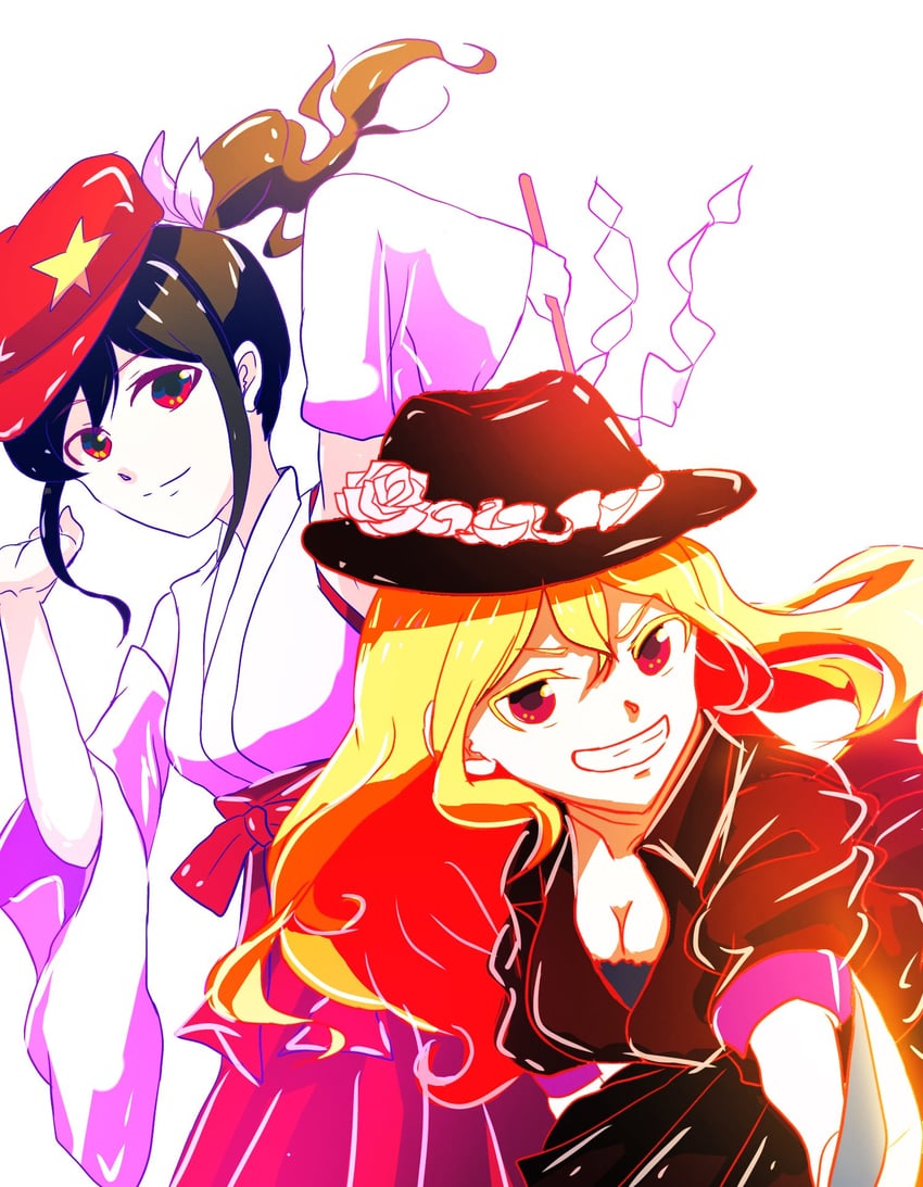 jacket girl and label girl (touhou and 1 more) drawn by rokki_hero