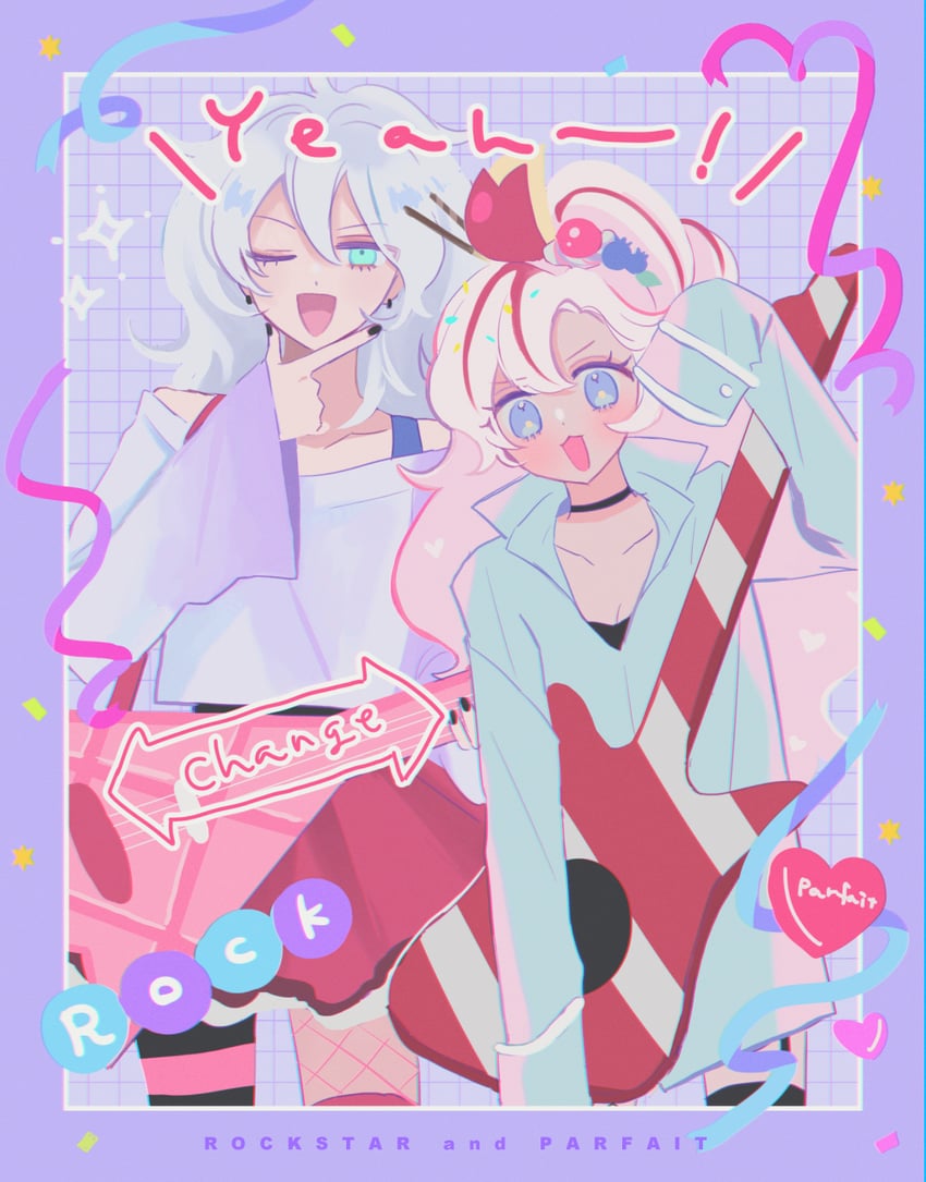 parfait cookie and rockstar cookie (cookie run and 1 more) drawn by mamimumemo
