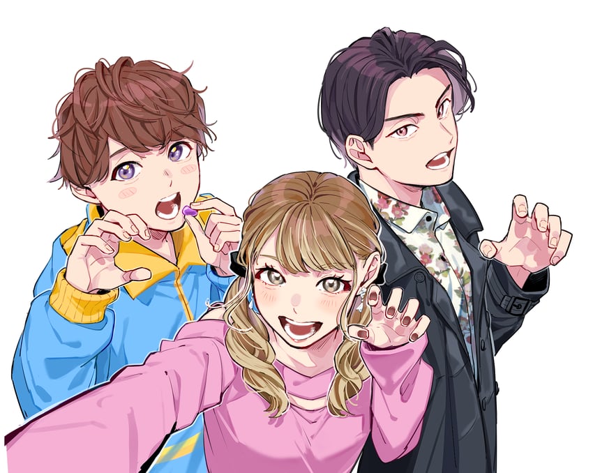 inoue shouma, karakida hanto, and amane sachika (kamen rider and 1 more) drawn by aam09212
