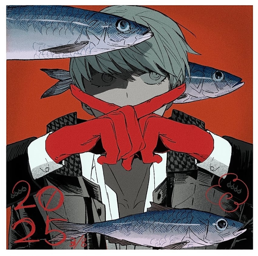 narukami yu (persona and 1 more) drawn by hamusitas