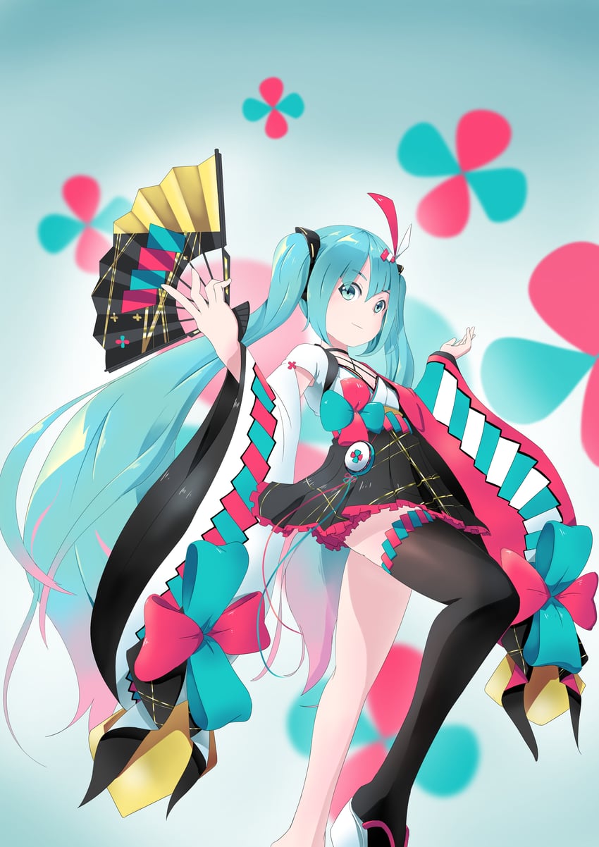 hatsune miku and magical mirai miku (vocaloid and 1 more) drawn by aonouta