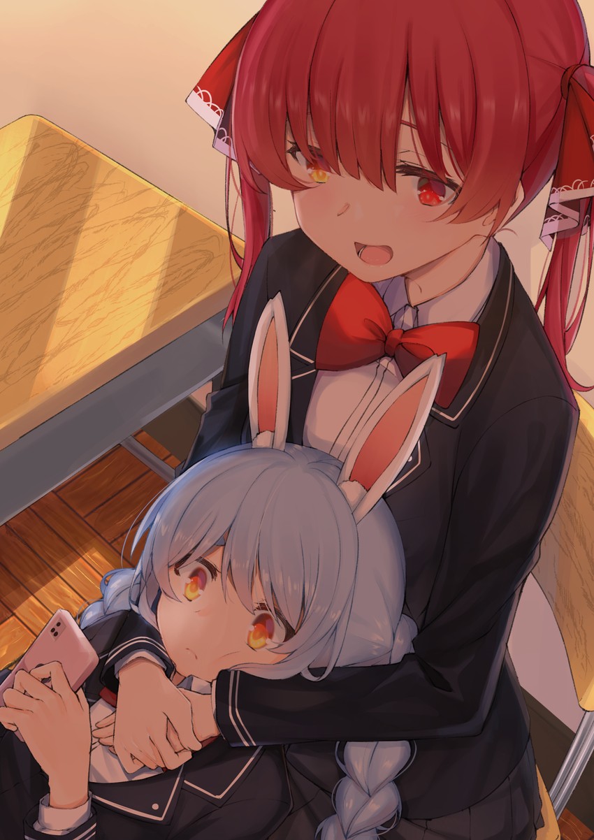 houshou marine and usada pekora (hololive) drawn by kaname_(melaninusa09)