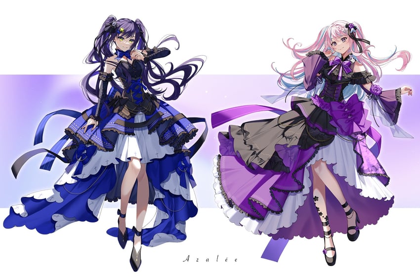 konohana sakuya and aoi wasabi (indie virtual youtuber) drawn by michikake16
