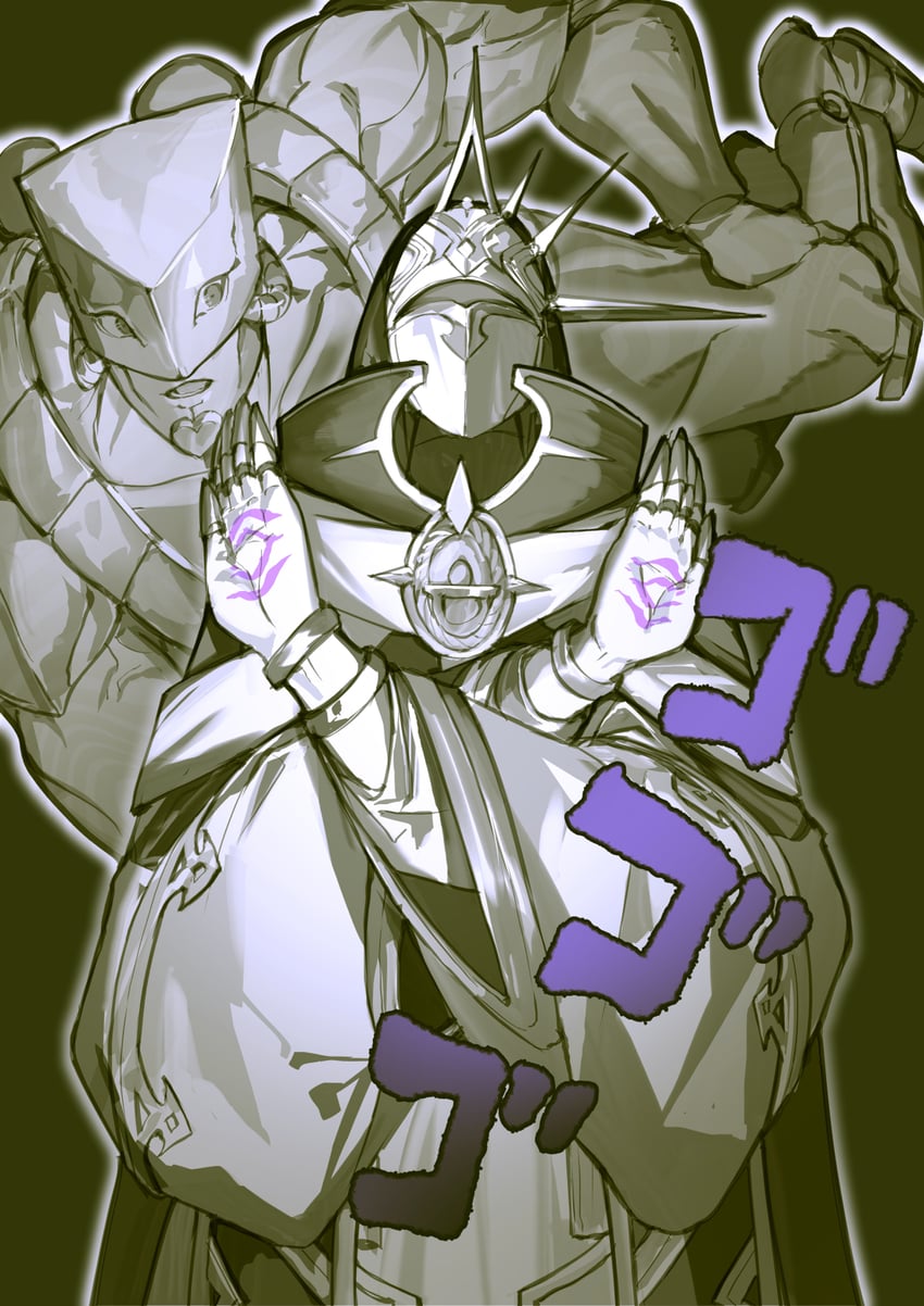 the world, koyasu takehito, and dogmatika maximus (jojo no kimyou na bouken and 3 more) drawn by sen-jou