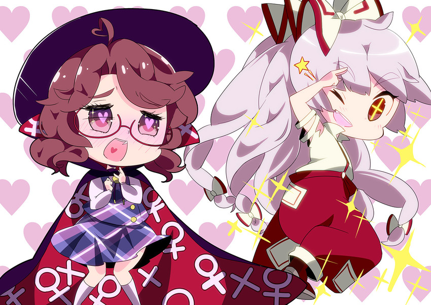 fujiwara no mokou and usami sumireko (touhou) drawn by kayama_benio