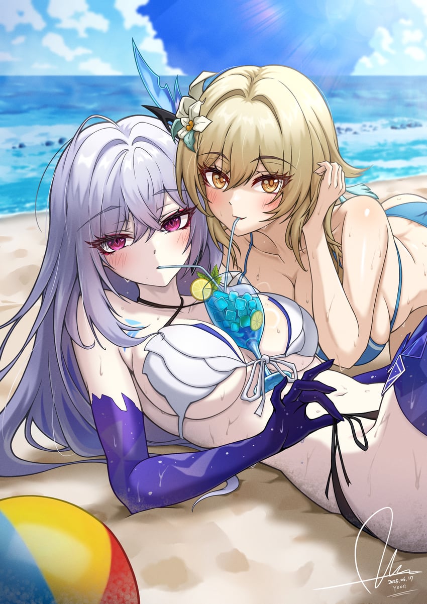 lumine and skirk (genshin impact) drawn by dasoin