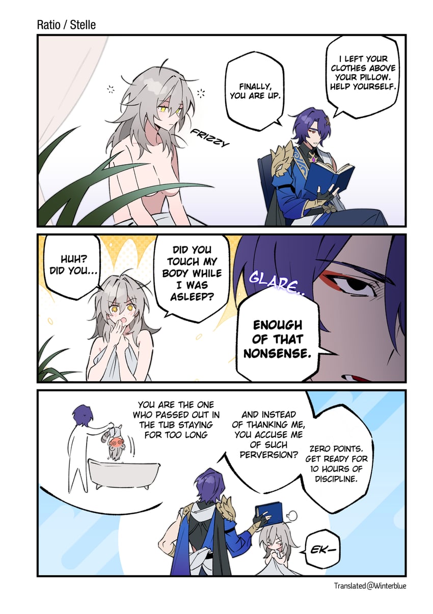 trailblazer, stelle, and dr. ratio (honkai and 1 more) drawn by bechu