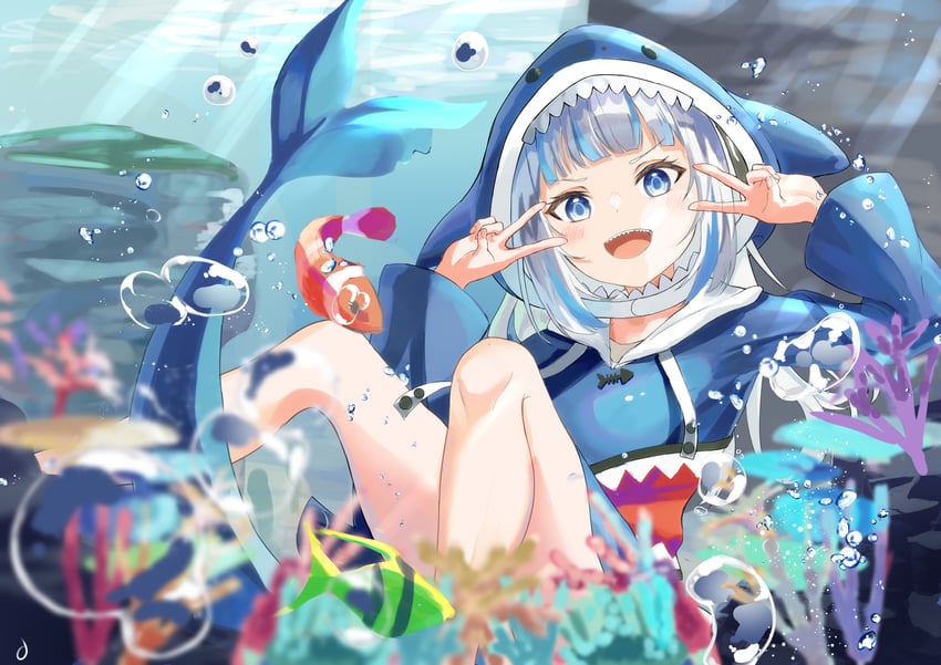 gawr gura (hololive and 1 more) drawn by aki_(aki_freedom)