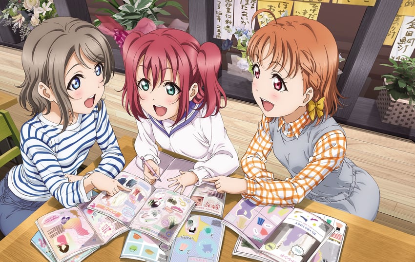 watanabe you, takami chika, and kurosawa ruby (love live! and 1 more)