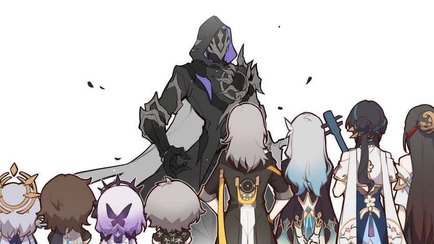 trailblazer, firefly, stelle, caelus, castorice, and 5 more (honkai and 1 more) drawn by xinzhizhu