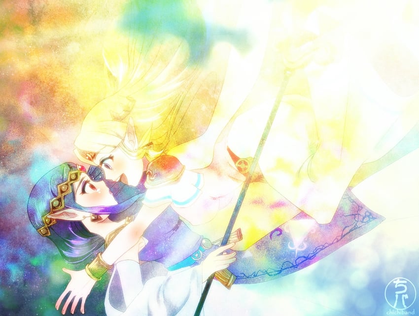 princess zelda and princess hilda (the legend of zelda and 1 more) drawn by chichi_band