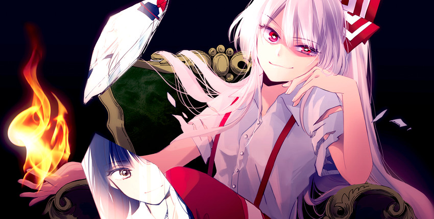 fujiwara no mokou, kamishirasawa keine, and houraisan kaguya (touhou) drawn by yonu_(yonurime)