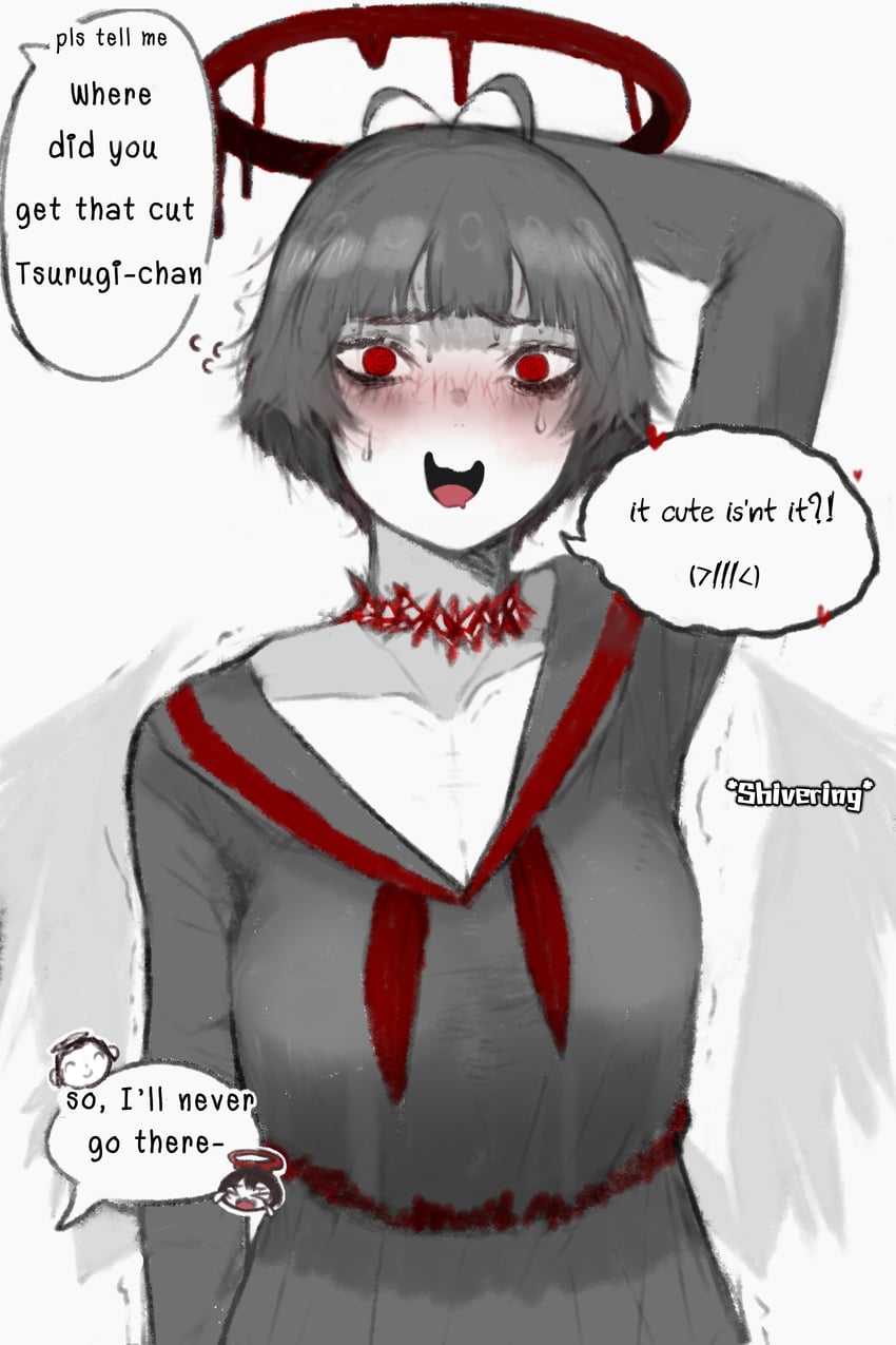 sensei, doodle sensei, and tsurugi (blue archive) drawn by huamaa